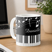 Piano-Musiknoten Skriptname Schwarz-weiß Kaffeetasse