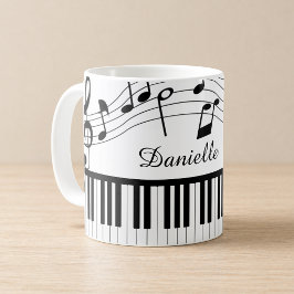 Piano-Musiknoten Skriptname Schwarz-weiß Kaffeetasse