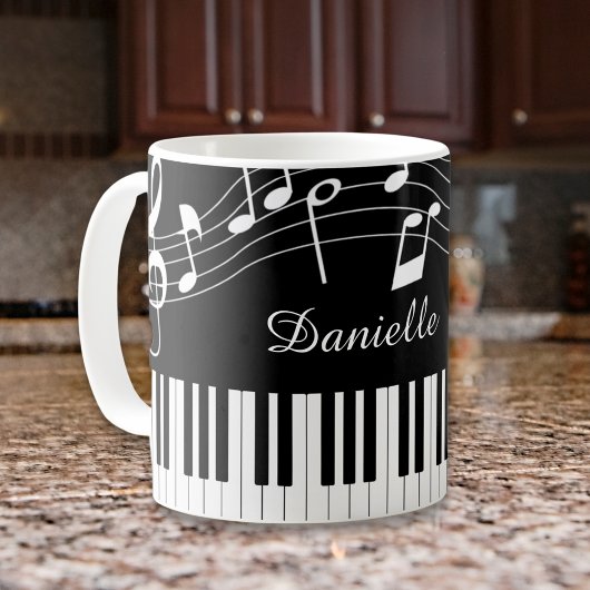 Piano-Musiknoten Skriptname Schwarz-weiß Kaffeetasse