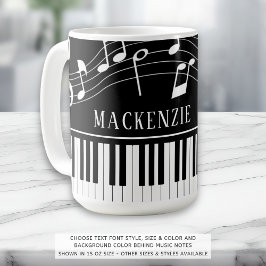 Piano-Musiknoten Skriptname Schwarz-weiß Kaffeetasse
