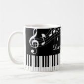Piano-Musiknoten Skriptname Schwarz-weiß Kaffeetasse (Links)