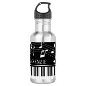 Piano-Musiknoten Skriptname Schwarz-weiß Stainles Edelstahlflasche (Vorderseite)