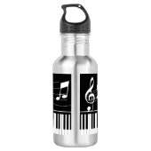 Piano-Musiknoten Skriptname Schwarz-weiß Stainles Edelstahlflasche (Rückseite)