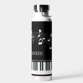 Piano-Musiknoten Skriptname Schwarz-weiß Trinkflasche (Links)