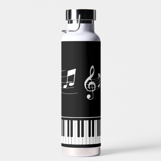 Piano-Musiknoten Skriptname Schwarz-weiß Trinkflasche (Rechts)