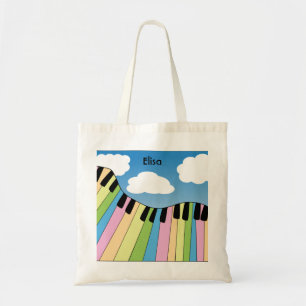 Piano Neon Color Blue Sky Wolken Musik personalisi Tragetasche