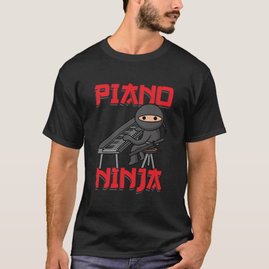 Piano Ninja Funny Keyboard Player Pianist Geschenk T-Shirt (Vorderseite)