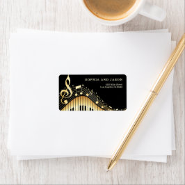 Piano Notes Clef Adressaufkleber