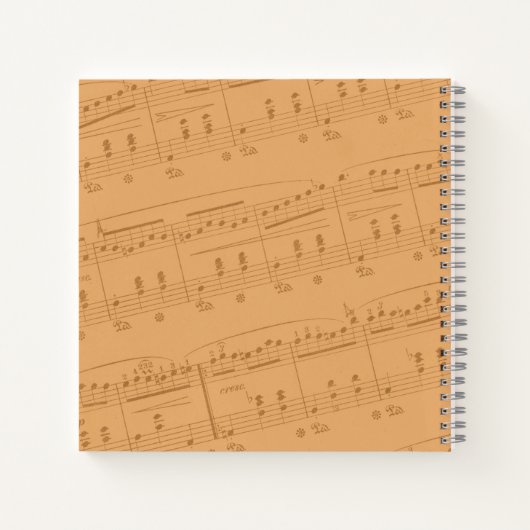 Piano Notes Music Sheet Monogram Peach Elegant Notizblock (Rückseite)