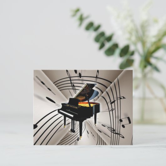 Piano Notes und staff Postkarte (Stehend Vorderseite)