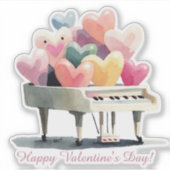 Piano of Love Hearts Valentine's Day Aufkleber (Vorderseite)