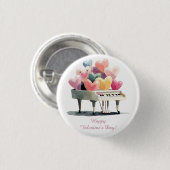 Piano of Love Hearts Valentine's Day Button (Vorne & Hinten)