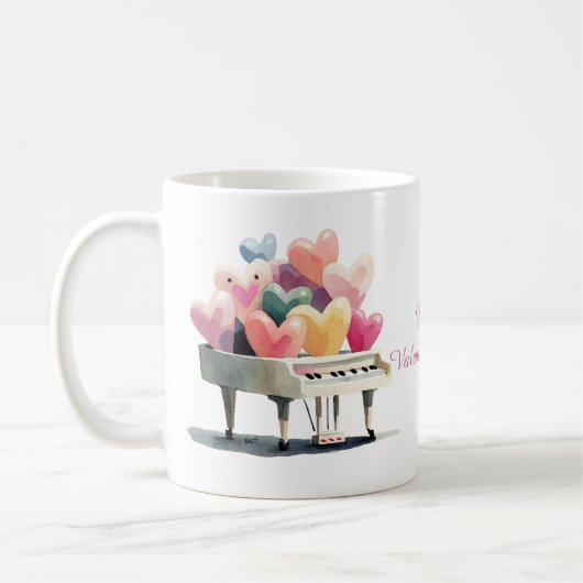 Piano of Love Hearts Valentine's Day Kaffeetasse (Links)