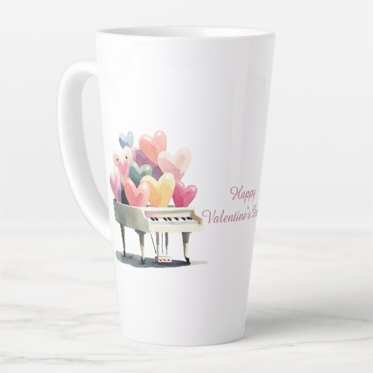 Piano of Love Hearts Valentine's Day Milchtasse (Linke Ecke)