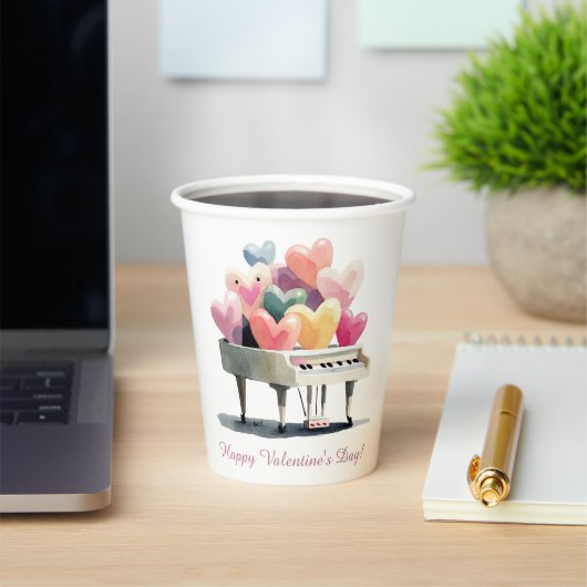 Piano of Love Hearts Valentine's Day Pappbecher (InSitu)