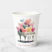 Piano of Love Hearts Valentine's Day Pappbecher (Rückseite)