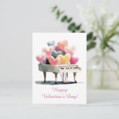 Piano of Love Hearts Valentine's Day Postkarte (Stehend Vorderseite)