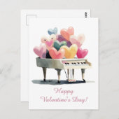 Piano of Love Hearts Valentine's Day Postkarte (Vorne/Hinten)