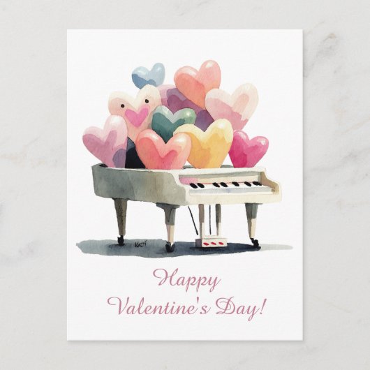Piano of Love Hearts Valentine's Day Postkarte (Vorderseite)