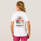 Piano of Love Hearts Valentine's Day T-Shirt (Schwarz voll)