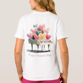 Piano of Love Hearts Valentine's Day T-Shirt (Rückseite)