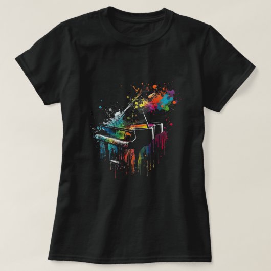 Piano Piano Splash Art Jazz Komponist T-Shirt (Design vorne)