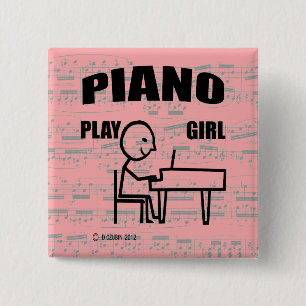 Piano Play Girl Button