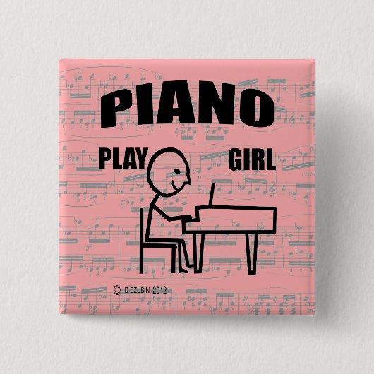 Piano Play Girl Button (Vorderseite)