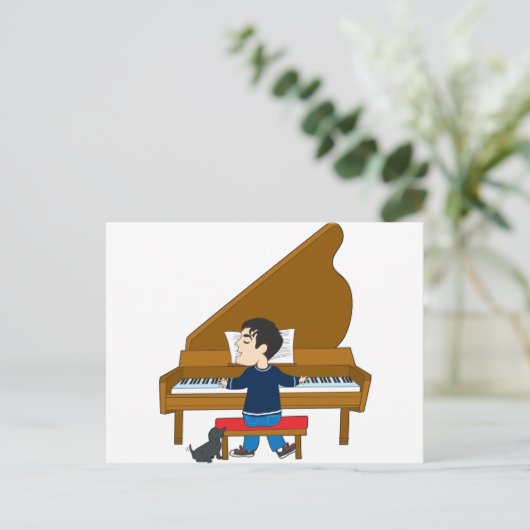 Piano Player and Dog Postkarte (Stehend Vorderseite)