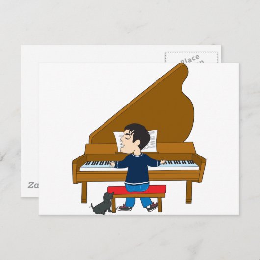 Piano Player and Dog Postkarte (Vorne/Hinten)