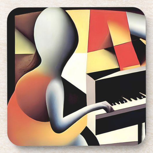 Piano Player - Art von Airbrush Getränkeuntersetzer (Vorderseite)