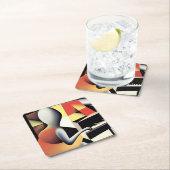 Piano Player - Art von Airbrush Rechteckiger Pappuntersetzer (Vor Ort)