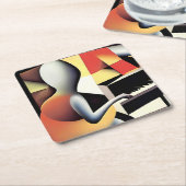 Piano Player - Art von Airbrush Rechteckiger Pappuntersetzer (angewinkelt)
