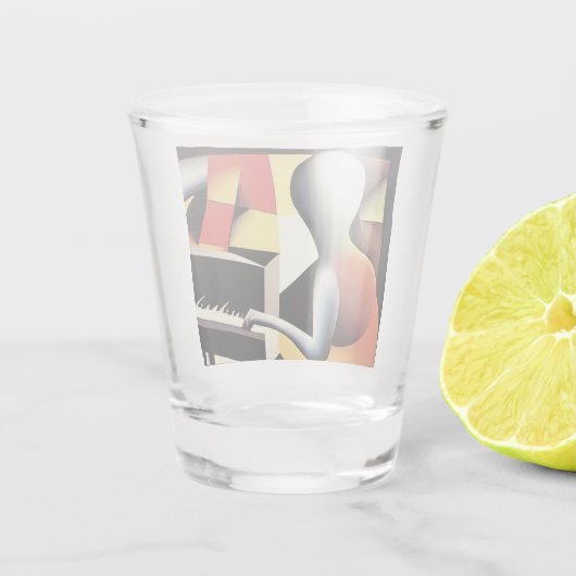 Piano Player - Art von Airbrush Schnapsglas (Rückseite)