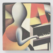 Piano Player - Art von Airbrush Steinuntersetzer (Vorderseite)