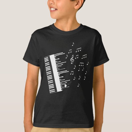 Piano Player Flying Musiknote Bird Pianist T-Shirt (Vorderseite)
