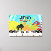 Piano Player Girl Bat Mitzvah Sign-In Board Leinwanddruck (Vorderseite)