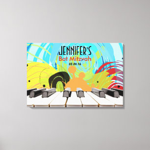Piano Player Girl Bat Mitzvah Sign-In Board Leinwanddruck