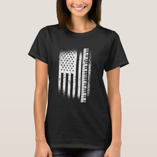 Piano Player Keyboard Player Instrument US T-Shirt (Vorderseite)