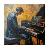 Piano Player - Ölgemälde Fliese (Vorderseite)