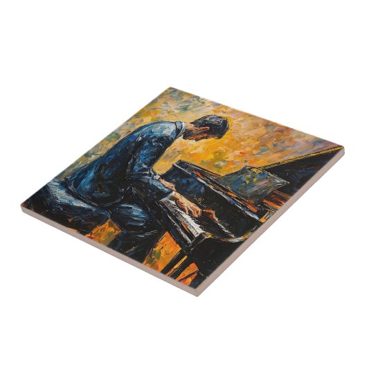 Piano Player - Ölgemälde Fliese (Seite)
