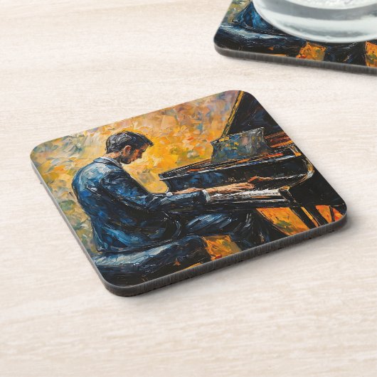 Piano Player - Ölgemälde Getränkeuntersetzer (Linke Seite)