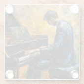 Piano Player - Ölgemälde Glasuntersetzer (Rückseite)