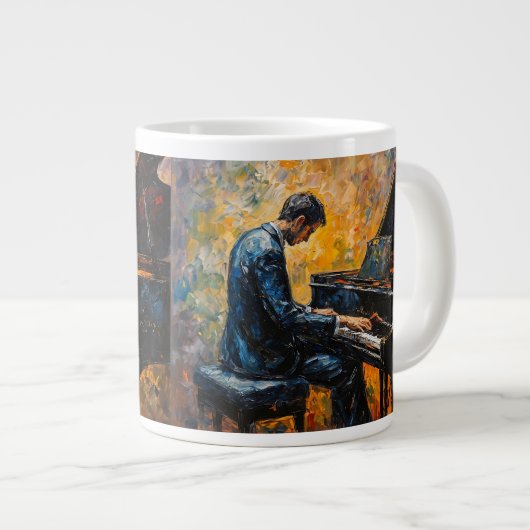 Piano Player - Ölgemälde Jumbo-Tasse (Vorderseite Rechts)
