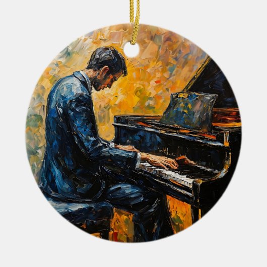 Piano Player - Ölgemälde Keramik Ornament (Vorne)