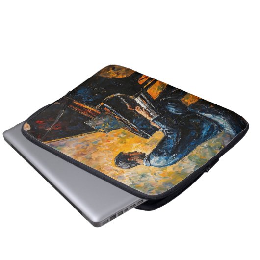 Piano Player - Ölgemälde Laptopschutzhülle (Vorne Knopf)