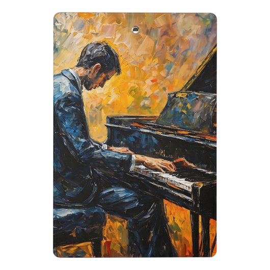 Piano Player - Ölgemälde Mini Klemmbrett (Rückseite)