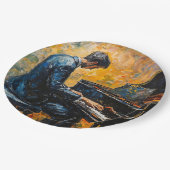 Piano Player - Ölgemälde Pappteller (Schrägansicht)