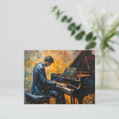Piano Player - Ölgemälde Postkarte (Stehend Vorderseite)