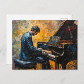 Piano Player - Ölgemälde Postkarte (Vorne/Hinten)
